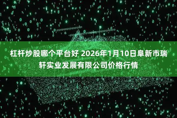 杠杆炒股哪个平台好 2026年1月10日阜新市瑞轩实业发展有限公司价格行情