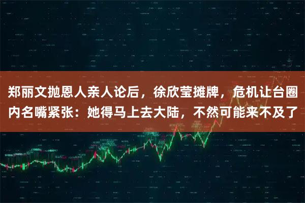 郑丽文抛恩人亲人论后，徐欣莹摊牌，危机让台圈内名嘴紧张：她得马上去大陆，不然可能来不及了